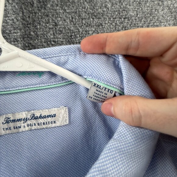 Tommy Bahama 2XL Check Island Zone Cotton Polyester Button-Down Blue Pocket Men - Picture 13 of 16